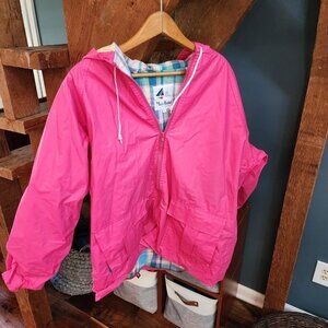 Vintage pink Misty Harbor plaid lined raincoat size large
